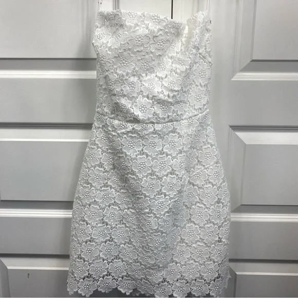 Crochet Eyelet Floral Dress White Strappy Open Back Romantic Baddie Party Small - Picture 2 of 8